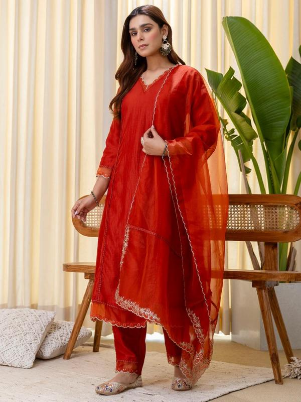 VP 9805 R Embroidred Kurta Sets with Sequins Work Women Suits